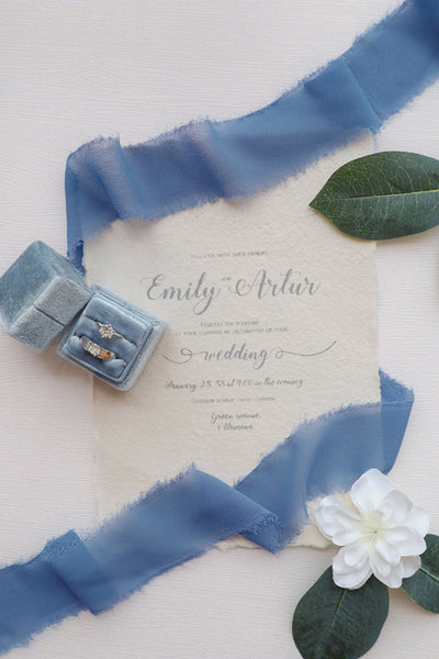 Handmade 1.5" Chiffon Silk-Like Ribbon, French Dusty Blue