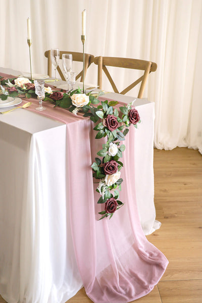 5FT Flower Garland in Elegant Dusty Rose & Mauve