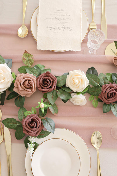 5FT Flower Garland in Elegant Dusty Rose & Mauve