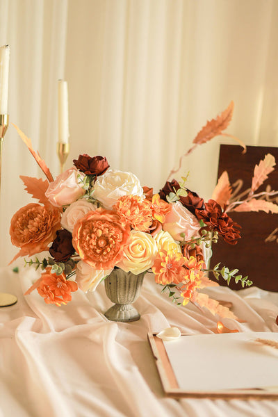 Passionate Burnt Orange Deluxe Artificial Flowers Box