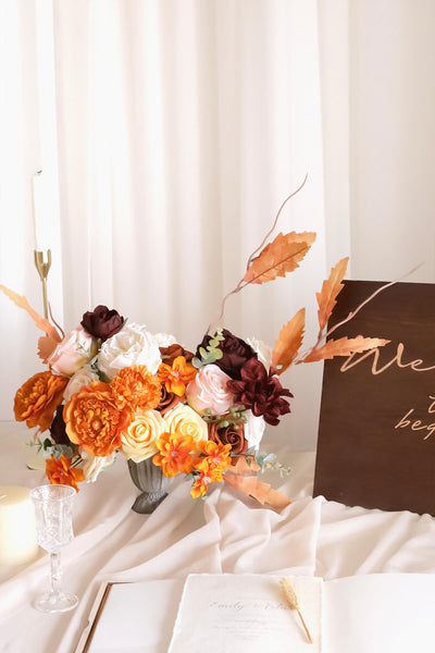 Passionate Burnt Orange Deluxe Artificial Flowers Box