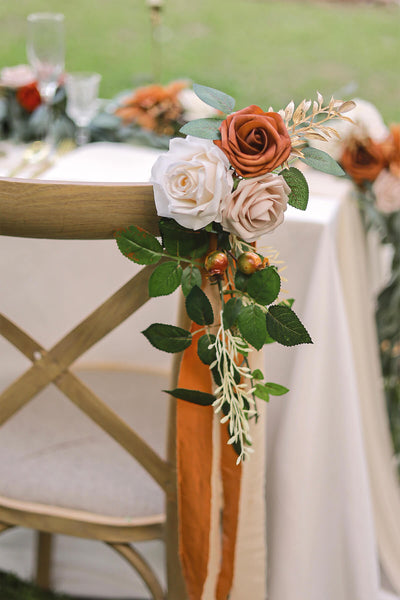 Set of 8 Chair Flowers - Chic Terracotta