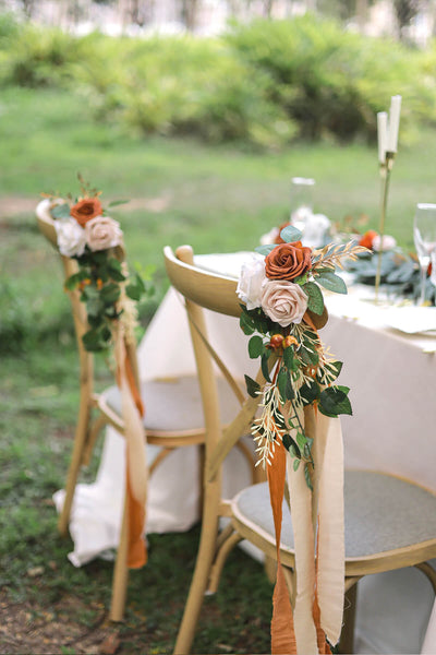 Set of 8 Chair Flowers - Chic Terracotta