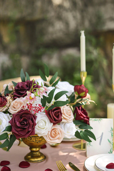 Romantic Marsala Deluxe Artificial Flowers Box Set