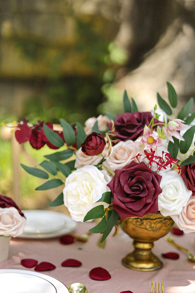 Romantic Marsala Deluxe Artificial Flowers Box Set