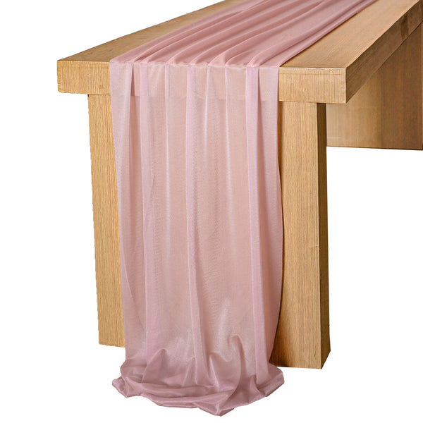 10ft french dusty rose sheer table runner for wedding table linen decor
