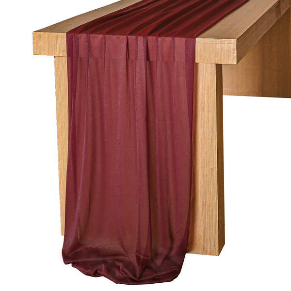 10ft burgundy chiffon table runner