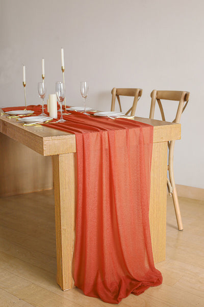10 Feet Terracotta Chiffon Table Runner