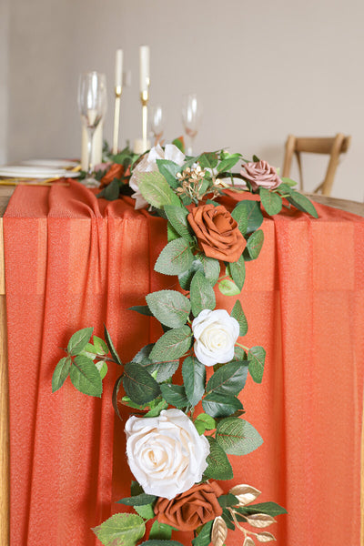 10 Feet Terracotta Chiffon Table Runner