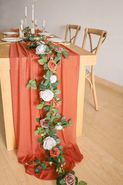 10 Feet Terracotta Chiffon Table Runner
