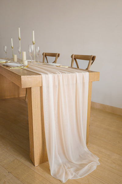 10 Feet Champagne Chiffon Table Runner