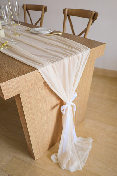 10 Feet Champagne Chiffon Table Runner