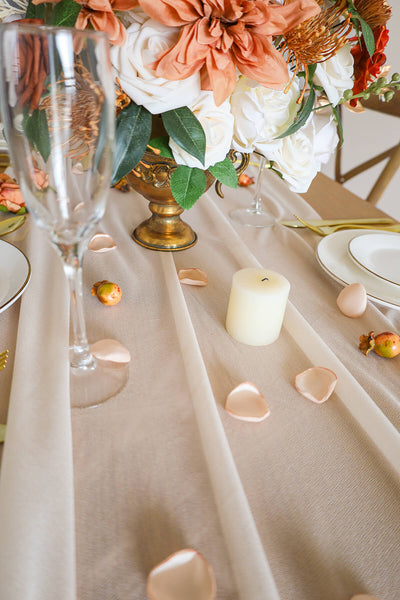 10 Feet Champagne Chiffon Table Runner