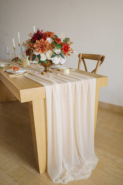 10 Feet Champagne Chiffon Table Runner