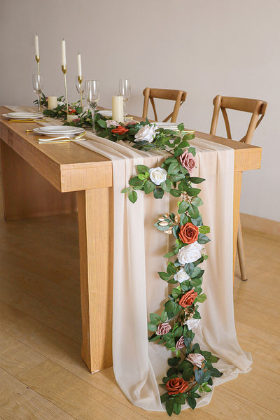 10 Feet Champagne Chiffon Table Runner