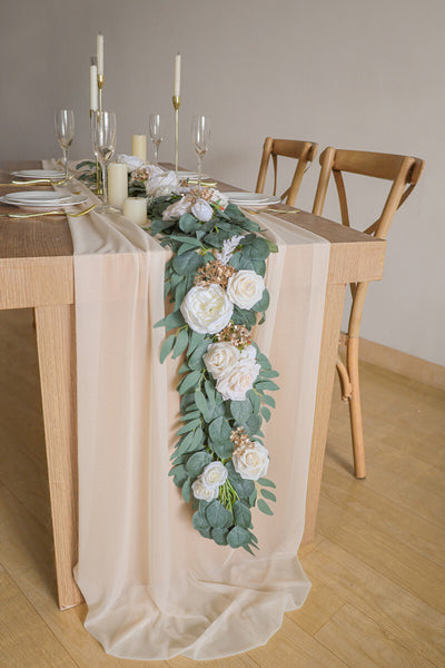 10 Feet Champagne Chiffon Table Runner