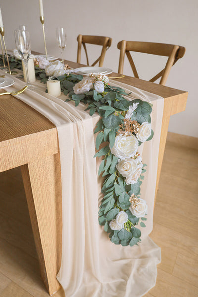 10 Feet Champagne Chiffon Table Runner