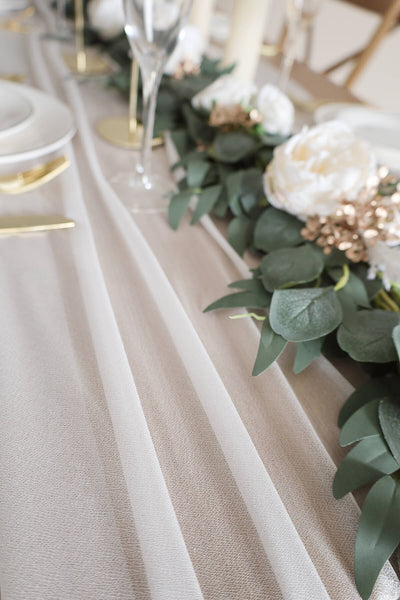 10 Feet White Chiffon Table Runner
