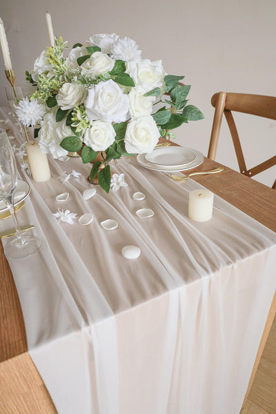 10 Feet White Chiffon Table Runner