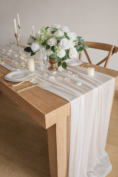 10 Feet White Chiffon Table Runner