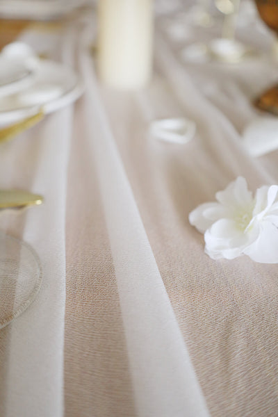 10 Feet White Chiffon Table Runner