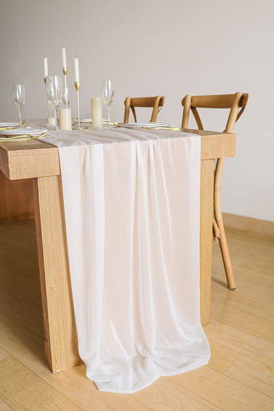 10 Feet White Chiffon Table Runner