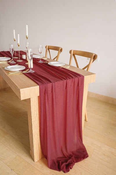 10 Feet Burgundy Chiffon Table Runner