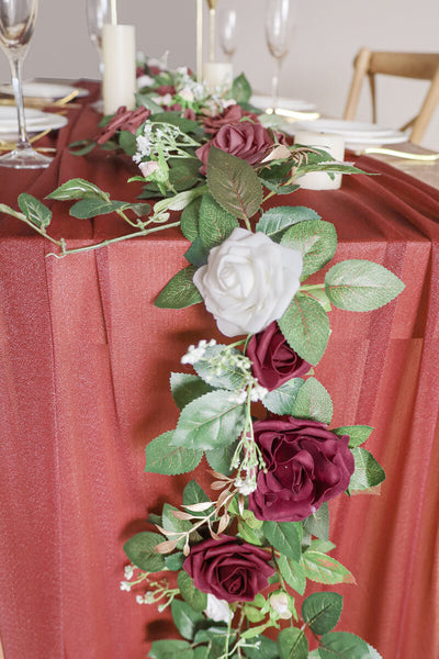 10 Feet Burgundy Chiffon Table Runner