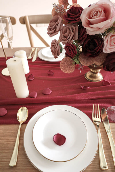 10 Feet Burgundy Chiffon Table Runner