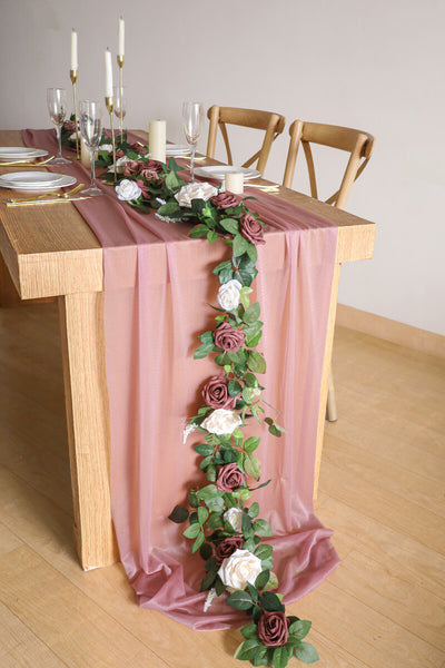 10 Feet Mauve Chiffon Table Runner