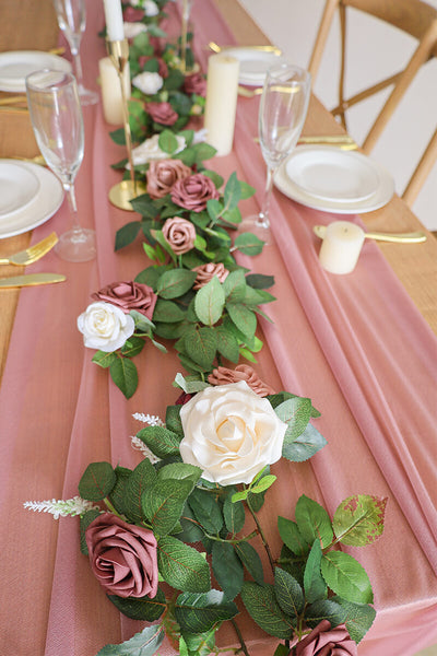 10 Feet Mauve Chiffon Table Runner
