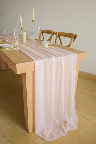 10 Feet Blush Chiffon Table Runner
