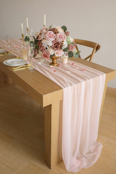 10 Feet Blush Chiffon Table Runner