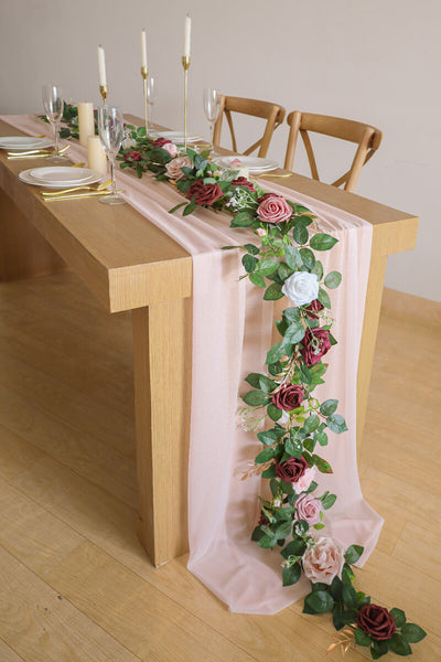 10 Feet Blush Chiffon Table Runner