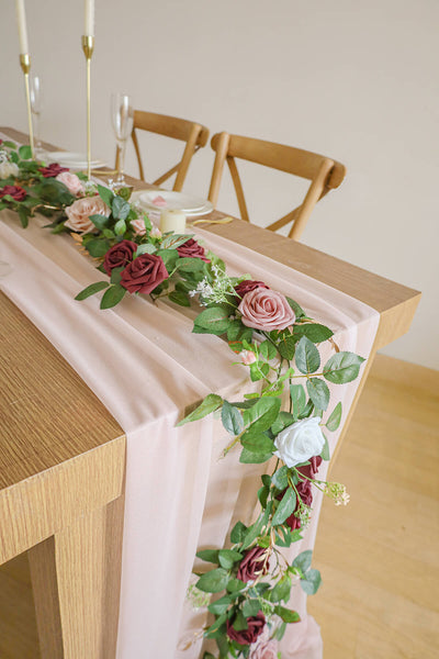 10 Feet Blush Chiffon Table Runner