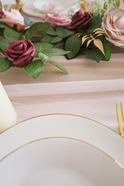 10 Feet Blush Chiffon Table Runner