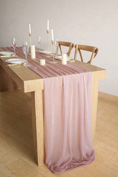 10 Feet Dusty Rose Chiffon Table Runner