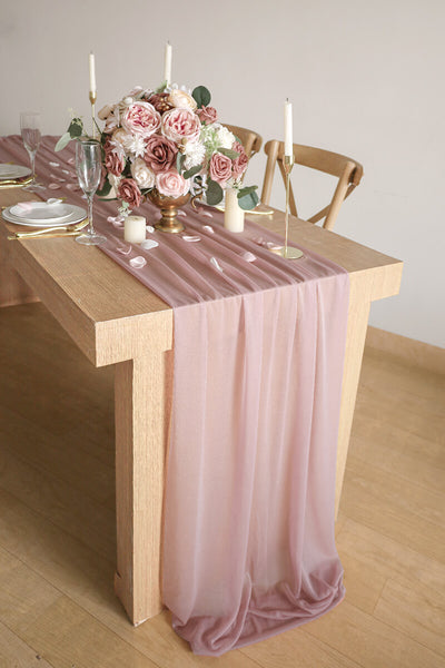 10 Feet Dusty Rose Chiffon Table Runner