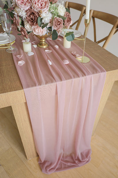 10 Feet Dusty Rose Chiffon Table Runner