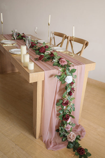 10 Feet Dusty Rose Chiffon Table Runner