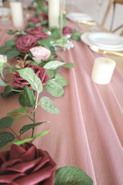 10 Feet Dusty Rose Chiffon Table Runner