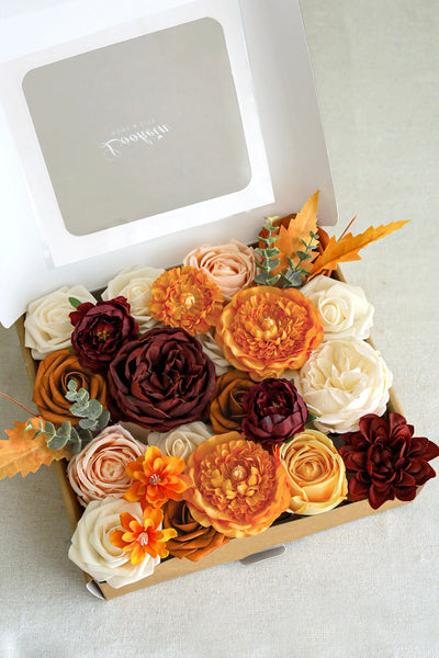 Passionate Burnt Orange Deluxe Artificial Flowers Box