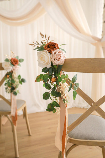 Set of 8 Chair Flowers - Chic Terracotta