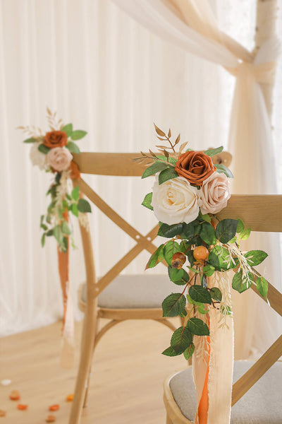 Set of 8 Chair Flowers - Chic Terracotta