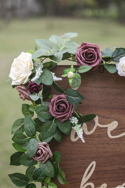5FT Flower Garland in Elegant Dusty Rose & Mauve
