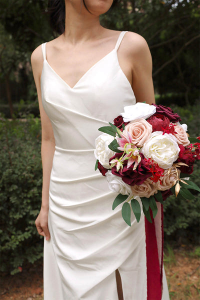 Romantic Marsala Deluxe Artificial Flowers Box Set