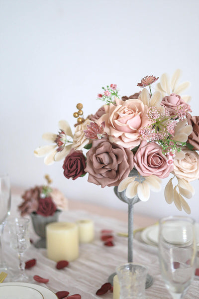 Elegant Dusty Rose Deluxe Artificial Flowers Box