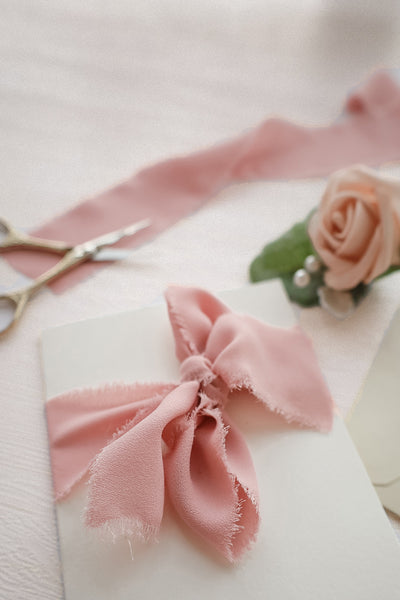 Handmade 1.5" Chiffon Silk-Like Ribbon, Rose Dore