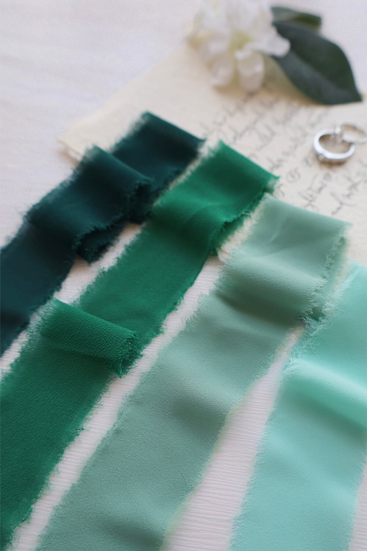 Handmade 1.5" Chiffon Silk-Like Ribbon, Forest Green