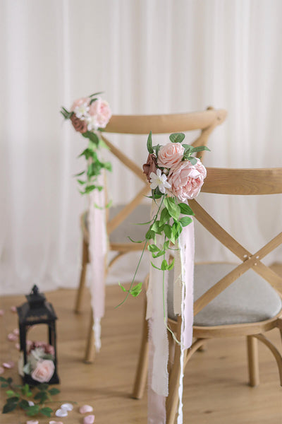 Set of 8 Chair Flowers - Dusty Rose